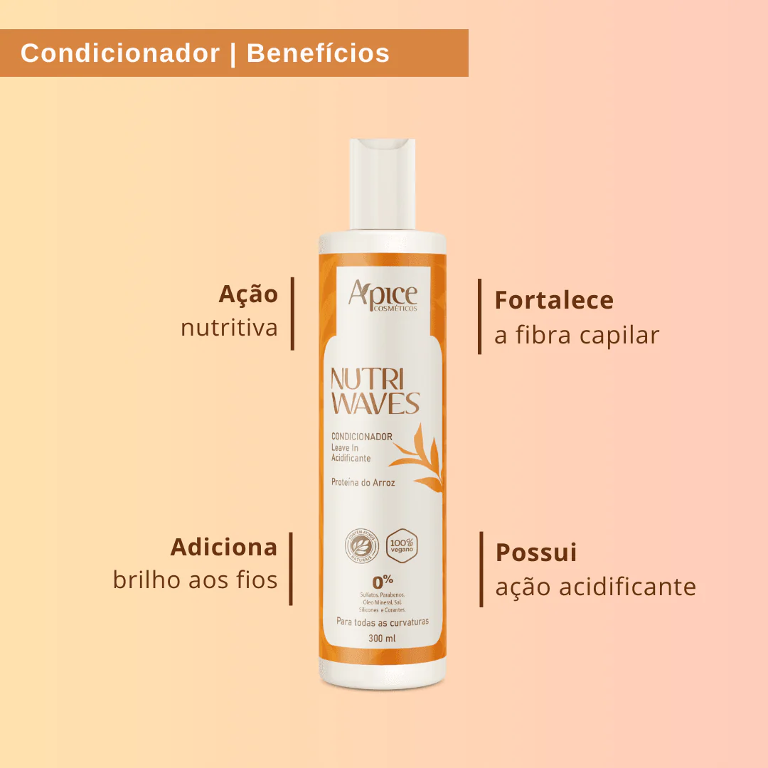 Condicionador Acidificante e Leave In Nutri Waves 300ML - Image 5